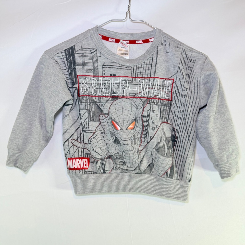 Marvel Spider-Man Boys Gray Graphic Sweatshirt Fleece Pullover 4T RMSE428